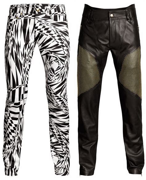 versace black trousers mens|Versace leather pants men's.